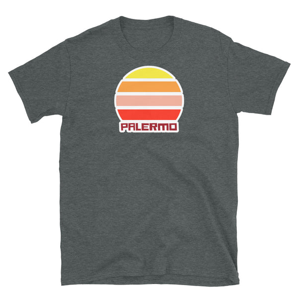vintage sunset style t-shirt entitled Palermo in heather grey