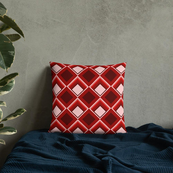 Red Geometric 60s Style Print sofa cushion or throw pillow