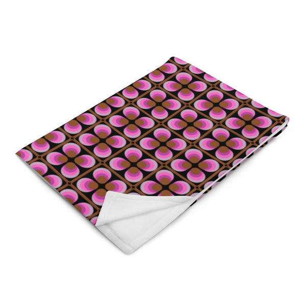 Throw Blanket | Retro Pink Mid-Century Style Patterned