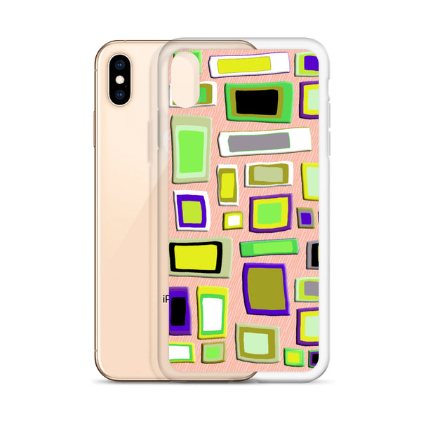iPhone Case | Colorful Squares and Rectangles Yellow Textured Pattern