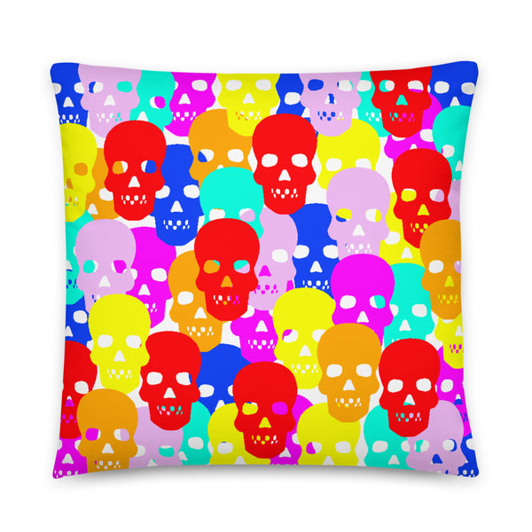 Rainbow skulls basic cushion or pillow in white