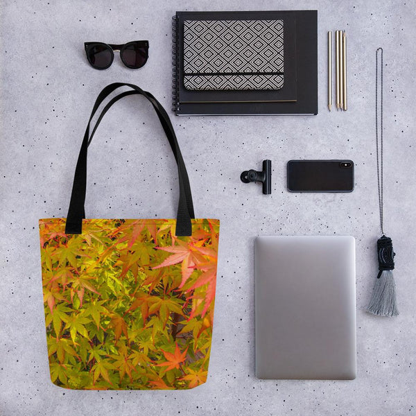 Sunset Maple tote bag with black handle