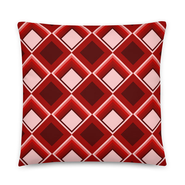 Red Geometric 60s Style Print sofa cushion or throw pillow