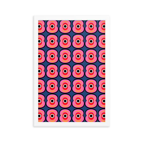  framed abstract 70s retro style Pink Retro Poppies poster 
