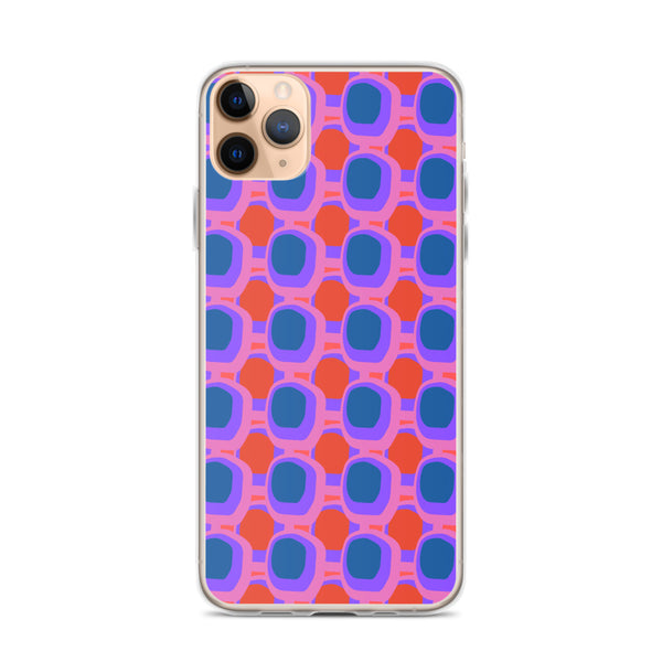 retro style abstract patterned Pink Blue Orange Retro Abstract iPhone case 