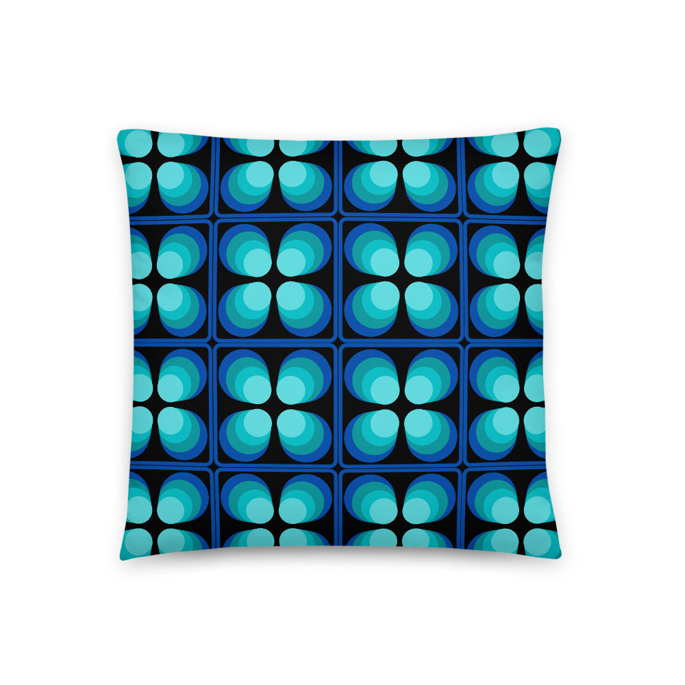 Retro 70s abstract style Turquoise Tiles Patterned Sofa Cushion Throw Pillow by BillingtonPix