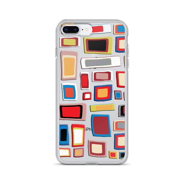 iPhone Case | Colorful Squares and Rectangles Pattern with transparent background
