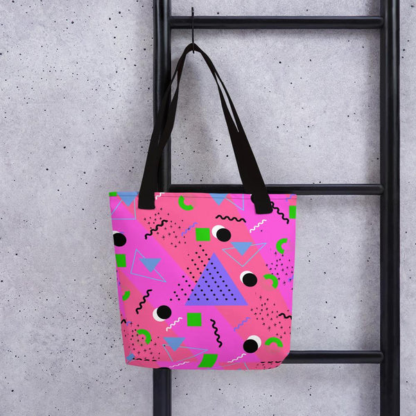 Flamingo Pink Retro Abstract Memphis 80s Style tote bag