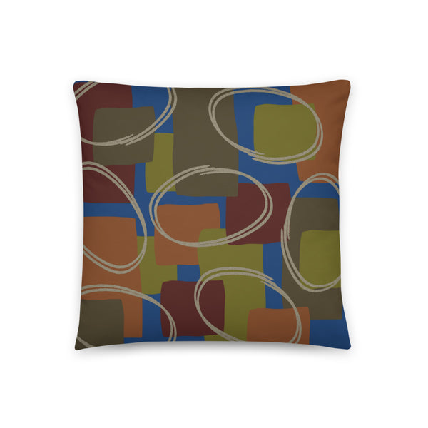 Abstract Muted Colored Shapes Navy Pattern Sofa Cushion Throw Pillow