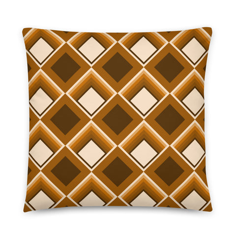 brown Ochre Geometric 60s Style Print sofa cushion or throw pillow