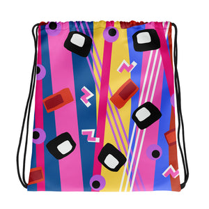 Drawstring bag | Crazy Underworld multicolored retro abstract design pattern