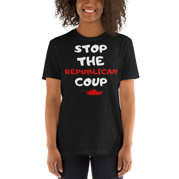 Stop the Republican coup stop the coup t-shirt in black