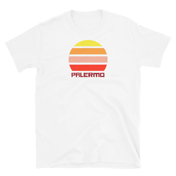 vintage sunset style t-shirt entitled Palermo in white