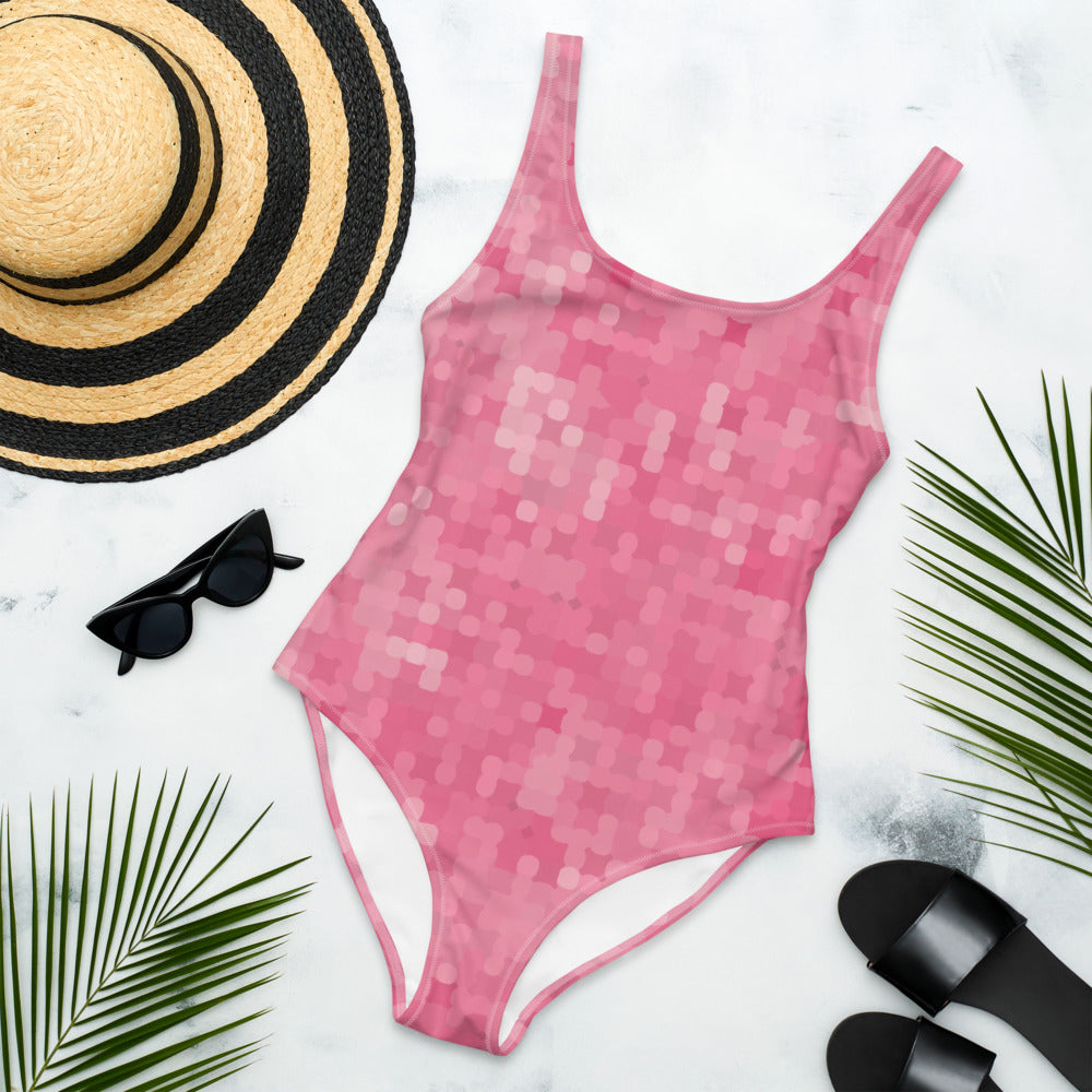 Dotty pink one-piece swimsuit