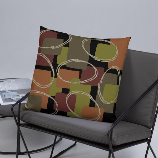 Abstract Muted Colored Shapes Black Pattern  Sofa Cushion Throw Pillow