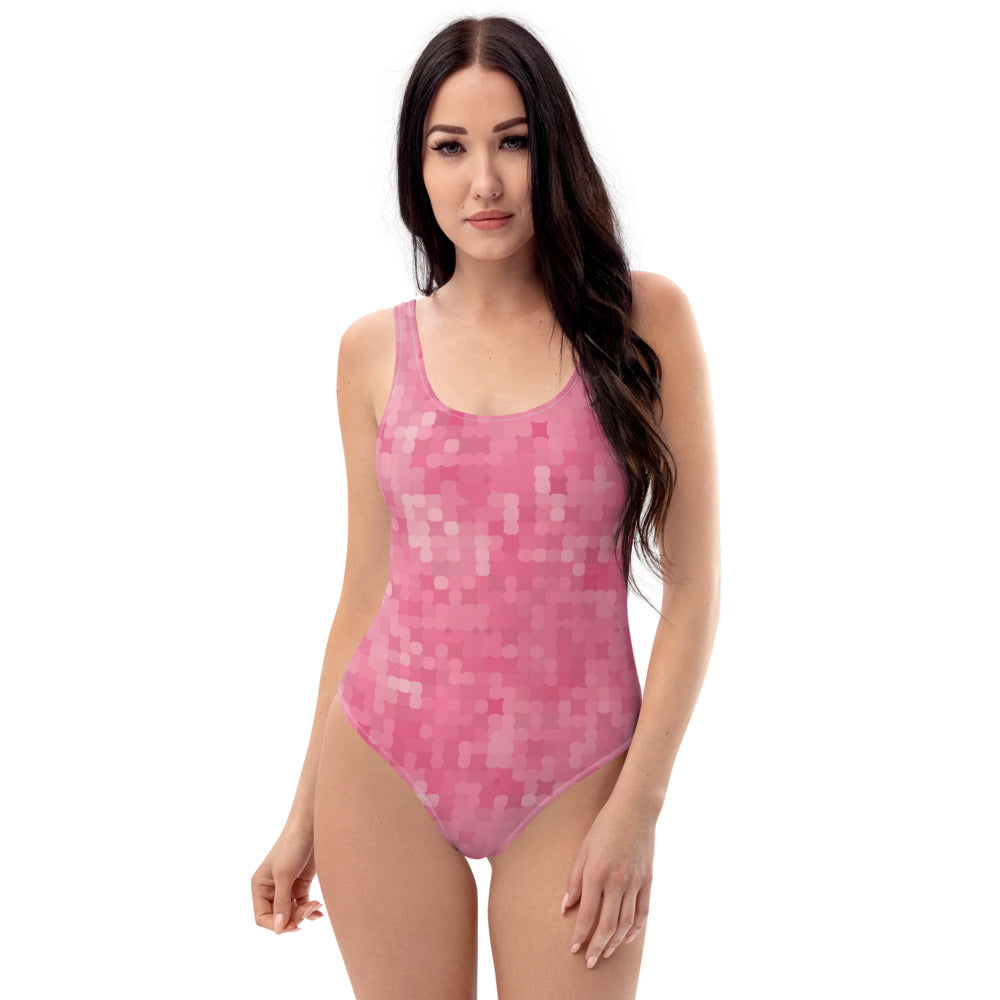 Dotty pink one-piece swimsuit