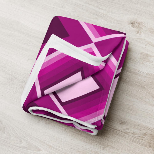 Pink Geometric 60s Style, diamond patterned throw blanket