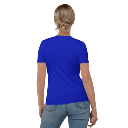 Womens blue t-shirt with colorful butterflies