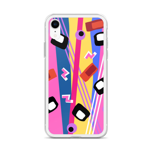 Multicolored retro style abstract patterned iPhone case 