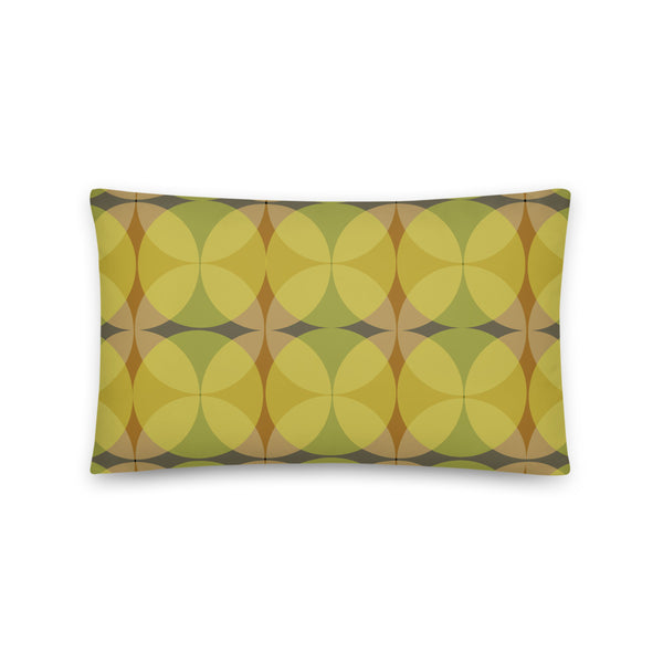 Mustard Tones Mid-Century Modern Circle Print sofa cushion or throw pillow