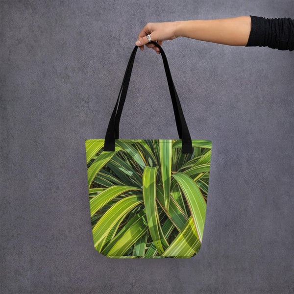 Succulent plant tote bag with black handle