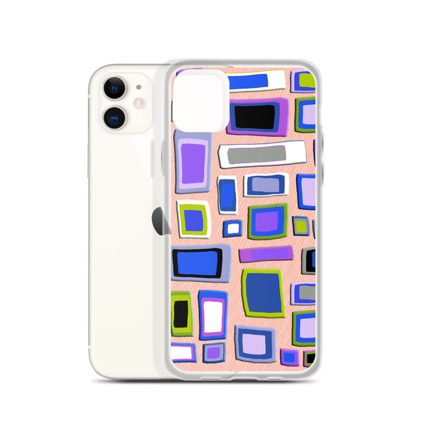 iPhone Case | Colorful Squares and Rectangles Purple Textured Pattern