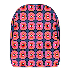  retro 70s style abstract design colorful Pink Retro Poppies design minimalist backpack