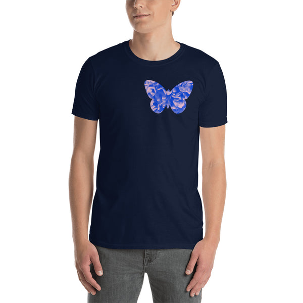 Blue floral butterfly t-shirt in navy blue