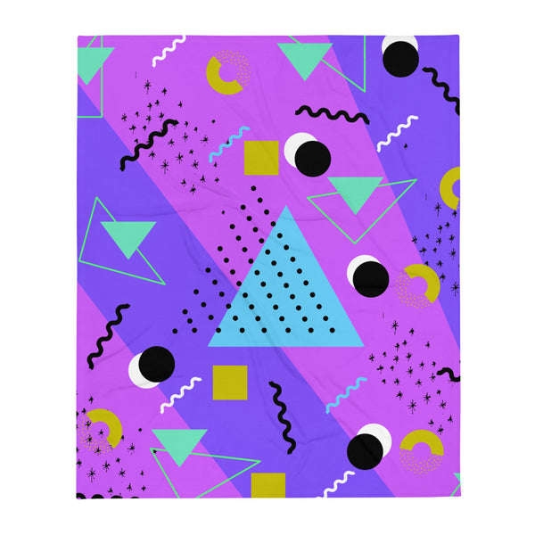 Purple Retro Abstract Memphis Style patterned throw blanket