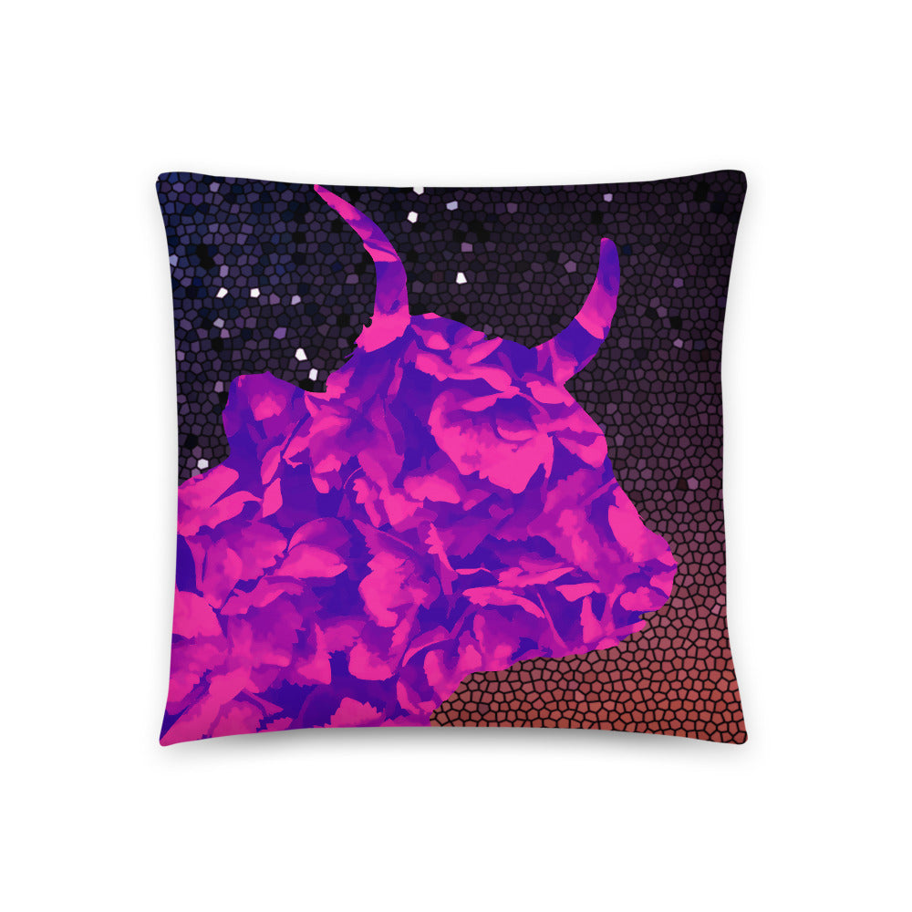 Pink patterned bull on a cushion or pillow