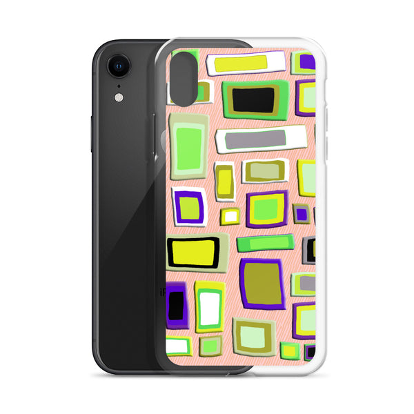 iPhone Case | Colorful Squares and Rectangles Yellow Textured Pattern