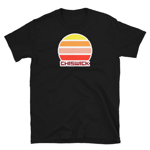 vintage sunset style t-shirt entitled Chiswick in black