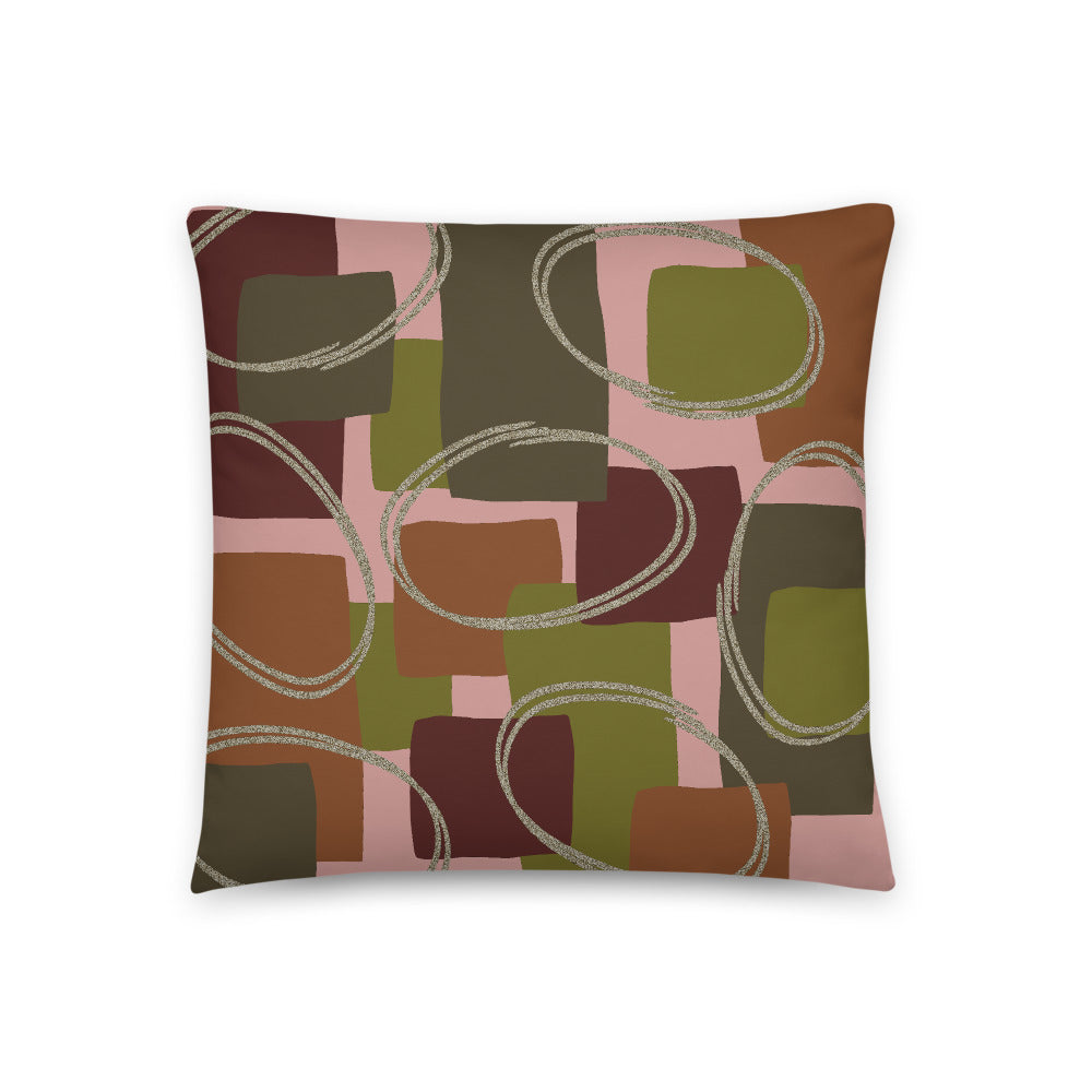Abstract Muted Colored Shapes Pink Pattern Sofa Cushion Throw Pillow