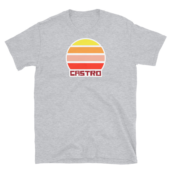 retro vintage sunset style t-shirt entitled Castro in sport grey