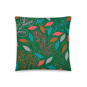 Dark Fall Floral Sky Green Pattern Sofa Cushion Throw Pillow