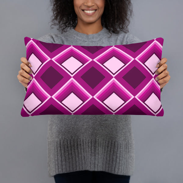 Pink Geometric 60s Style Print sofa cushion or throw pillow