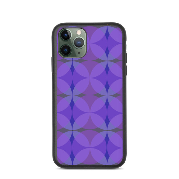 Purple Mid-Century Modern Circles Magenta biodegradable iPhone case