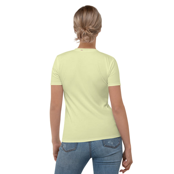 Womens pale yellow t-shirt with colorful butterflies