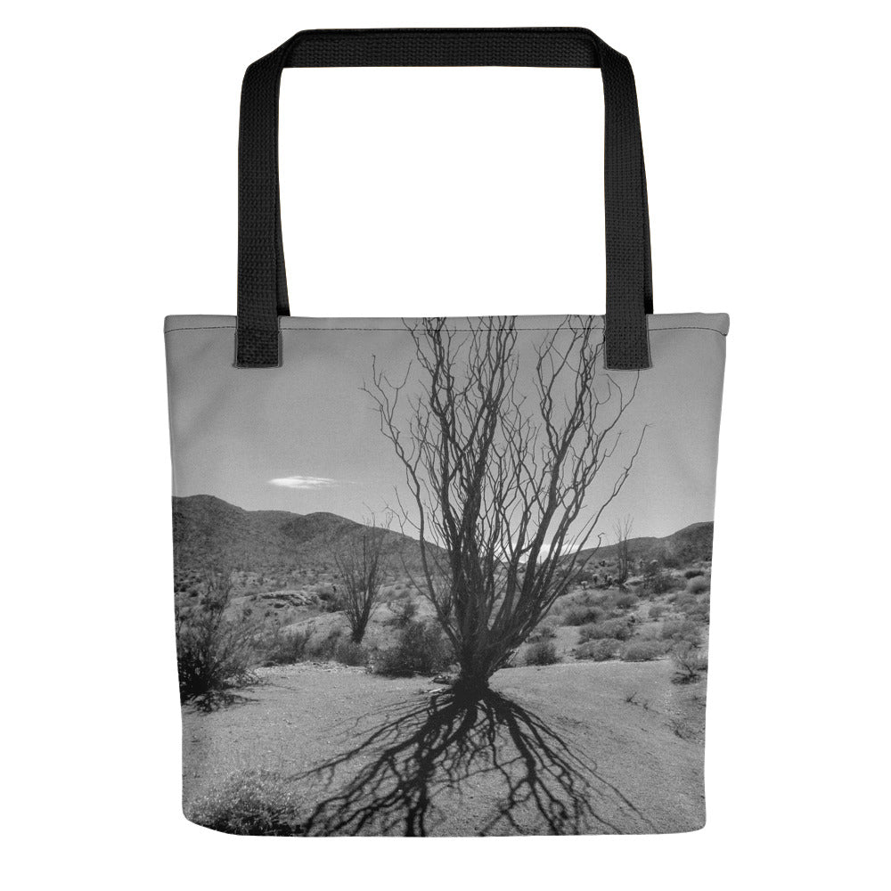 Shadowy desert cactus in black and white with black handle