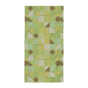 all-over muted yellow geometric Mustard Yellow Mid Century Modern Shapes design patterned towel