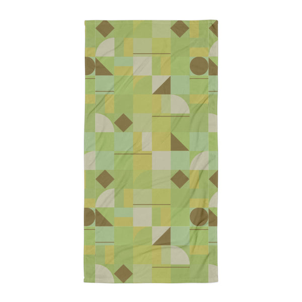 all-over muted yellow geometric Mustard Yellow Mid Century Modern Shapes design patterned towel