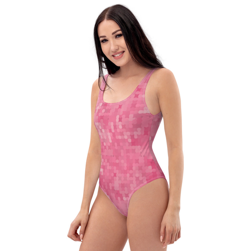 Dotty pink one-piece swimsuit