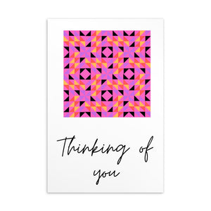 Thinking of You Pink Geometric Postcard