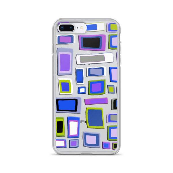 iPhone Case | Colorful Squares and Rectangles Purple Pattern