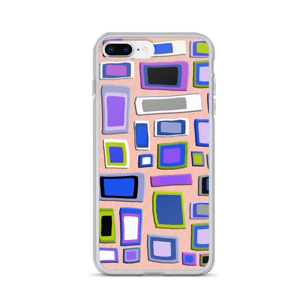 iPhone Case | Colorful Squares and Rectangles Purple Textured Pattern