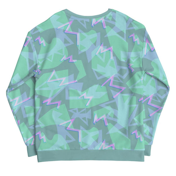90s Memphis Vaporwave style sweatshirt jumper in blue, green, turquoise and pink on this retro style patterned sweatshirt sweater by BillingtonPix