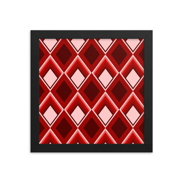 Red Patterned Framed Art | Geometric Glam