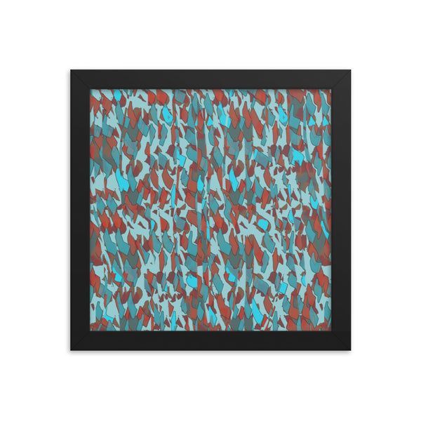 Blue Patterned Framed Poster Art | Sunset Glitter