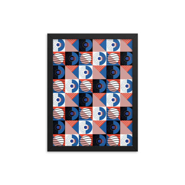 Abstract Patterned Framed Art | Orange | Memphis Bauhaus
