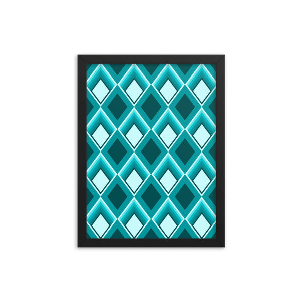 Turquoise Patterned Framed Art | Geometric Glam